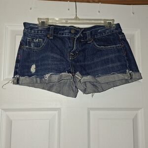 PINK Denim Cutoff Shorts - Dark Blue